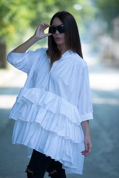 White Party dress women/White Summer Shirt for Women/Cotton | Etsy Chic Cotton Shirt Dress For Brunch, Cotton Long Sleeve Shirt Dress For Summer, Cotton Shirt Dress For Brunch, Long Sleeve Cotton Shirt Dress For Summer, Cotton Shirt Dress For Day Out, Chic Cotton Shirt Dress With Ruffles, Summer Cotton Shirt Dress With Long Sleeves, Summer Cotton Shirt Dress With Ruffles, Cotton Shirt Dress With Ruffles For A Day Out