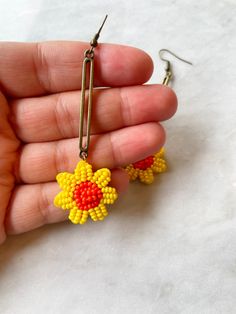 Beaded Sunflower Earrings. Drop Sunflower Earrings. Floral - Etsy Adjustable Nickel-free Flower Beaded Earrings, Beaded Sunflower Earrings, Beaded Sunflower, Jewelry Floral, Sunflower Earrings, Floral Jewelry, Earrings Drop, Floral Jewellery, Linen Bag