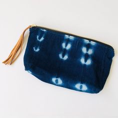 Mudcloth Purse Clutch - For Her Cosmetic Bag - littlelightcollective Blue Pouch Cosmetic Bag For On-the-go, Versatile Blue Pouch Cosmetic Bag, Blue On-the-go Cosmetic Pouch, Blue On-the-go Pouch Cosmetic Bag, Versatile Blue Cosmetic Bag, Blue Travel Pencil Case Pouch, Casual Blue Rectangular Pouch, Blue Cosmetic Bag For Everyday Use, Versatile Blue Cosmetic Bag For Everyday