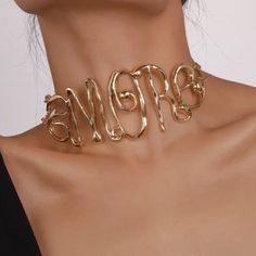 Amore Is 5” Long And 2” Wide 4” Of Gold Chain On Each Side Of Letters Making This A Total Of 13.5” With An Additional 3” Extender Beautiful Unique Statement Piece Same Day / Next Day Shipping 5 Seller Nwot Letters Love Gold Choker Boho Chunky Gold Amore Statement Adjustable Chain Valentine’s Day Necklace 90s Choker Necklace, 90s Jewelry Trends, Venus Sign, 90s Choker, Gold Chokers, Chunky Gold Necklaces, 90s Jewelry, Chunky Choker, Summer 2025