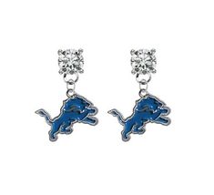 Detroit Lions Crystal Post Stud Dangle Earrings (Pick Your Colors - Mix or Match Team Colors) NFL Football ★ Officially Licensed Charms ★ ★ High Quality Solid Stainless Steel ★ ★ Listing is for 2 Earrings - Mix or Match Team Colors ★ ★ Brand New ★ ★ Packaged w/ Care ★ Lions Svg, Football Decorations, 2 Earrings, Sports Decorations, Navel Rings, Detroit Lions, Fan Gear, Charm Bracelets, Team Colors