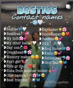 a poster with the words besties and some emoticions on it's side