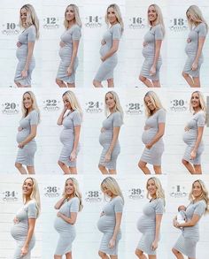 the pregnant woman is posing for pictures