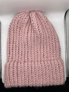 Light Pink knit hat. Comes with faux leather tag. Handmade in Detroit, MI. Machine Washable. Trendy Soft Knit One Size Hats, Trendy Knit Hat One Size, Trendy Knit Hats One Size Fits All, Trendy Knit Hats For Cold Weather, Trendy Knit Hats, Trendy Soft Knit Cap, Trendy Soft Knit Hats For Cold Weather, Trendy Beanie Hats For Cold Weather, Trendy Crochet Cap In Soft Knit