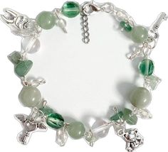 Handmade Green Aventurine Bracelets, Adjustable Green Aventurine Crystal Bracelet, Handmade Green Jade Bracelets, Green Aventurine Beaded Crystal Bracelet, Handmade Green Aventurine Crystal Bracelet, Green Aventurine Beaded Bracelets, Halloween Charm Bracelet, Custom Charm Bracelet, Green Charms