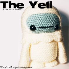 a crocheted stuffed toy with eyes and nose is featured in the yeti magazine