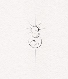 a line drawing of the number three with sun and moon on it's side