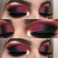 Red And Black Makeup, Red Smokey Eye, Double Eyeliner, Make Up Designs, Red Eye Makeup, Makeup Accesories