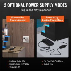 two options for the power supply in an appliance or battery bank, and plug in and play supported