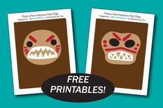 two free printables for kids to make their own halloween masks, with the words happy