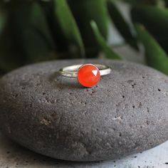 Sterling Silver Orange Carnelian Stacking Ring – AccentYourself Sterling Silver Orange Gemstone Rings, Sterling Silver Rings With Orange Gemstone, Sterling Silver Gemstone Ring In Orange, Orange Gemstone Ring In Sterling Silver, Orange Sterling Silver Promise Ring Jewelry, Sterling Silver Orange Ring With Polished Finish, Orange Sterling Silver Ring With Polished Finish, Orange Moonstone Ring Gift, Orange Moonstone Ring As A Gift