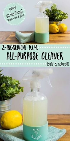 two ingredient diy all purpose cleaner with lemons on the side