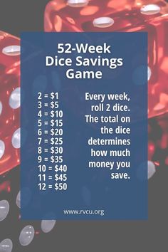 dices with the words 52 - week dice savings game