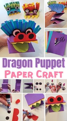 dragon puppet paper craft for kids to make