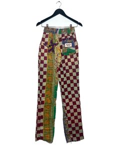 Stand out in a unique one of a kind Leisure Pant. Feel like you’re "on vacation" while still in your own home. Each one made from vintage Indian quilted patchwork Sari’s. Because each fabric is special and vintage, each pair of pants is imperfectly perfect and may have some wear and tear. The breathability of the fabric gives you the perfect weight to feel cool during the day and warmth at night. Enjoy your Leisure Pant poolside, seaside, in the desert, at home, to dinner or a night out on the t Unique Pj Pants, Luxury Straight Leg Bottoms With Patchwork, Luxury Patchwork Straight Leg Pants, Luxury Blue Patchwork Bottoms, Circus Oc, Random Clothing, Imperfectly Perfect, Quilted Patchwork, Riding Jacket