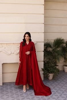 Sumi | Aghanoor Bridal Luxury Red Churidar For Eid, Modern Outfits For Women, Fashion Job Aesthetic, Pencil Trousers, Fashion Jobs, Fancy Sarees Party Wear, Pakistani Fancy Dresses, Beautiful Pakistani Dresses, Dress Design Patterns