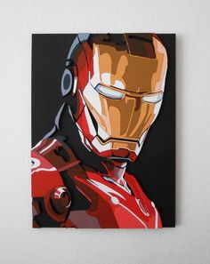 a painting of iron man with headphones on