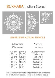 BUKHARA Mandala Indian Circular Stencil - Furniture Wall Floor Stencil for Painting - 18cm Mandala Wall Stencil, Yoga Mandala, Painting Walls, Stencil Projects, Mandala Stencils, Stenciled Floor, Stencil Furniture, Wall Stencil, Wall Stencils