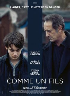 the movie poster for comme un fils with two men looking at each other