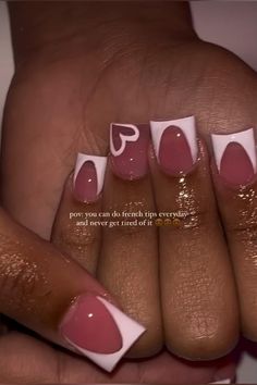 Valentines Nails For Black Women, Cute Short Acrylic Nails Valentines, Fall Short Acrylic Nails Designs, Vday Short Nails, Short Valentines Day Nails French Tip, Simple Valentines Day Nails Short Square, Pink Valentines Nails Short Square, Vday Nails Valentines Day Short, Short Simple Valentines Nails