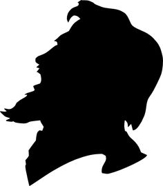 the silhouette of a man's head with an eagle on his forehead, in black