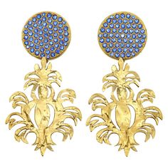 Vintage Yves Saint Lauren YSL Couture Gold Tone with Large Blue Crystals. These are spectacular. The Couture pieces are not usually signed. These are not signed but I have seen their Counterpart Brooch that matches that is. If you remind me I will send Velcro dots which will allow you to do cartwheels and wear them for hours. Trick of the trade from the models in Paris. Velcro dots from amazon that allow all clip ons to stay comfortably for hours. Ysl Couture, Arabesque Design, Vintage Ysl, Velcro Dots, Large Crystals, Pearl Drop, Blue Crystals, Vintage Earrings, French Vintage