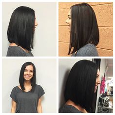 9-Long-Straight-Angled-Bob ~ Pelo-largo.com Long Angled Bob, Angled Bob Haircuts, Angled Bob, Long Bob Haircuts, Short Straight Hair, Hair Styles 2017, Long Bob Hairstyles, Penteado Cabelo Curto, 2018 Fashion