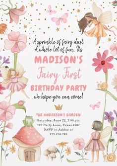 a birthday party with flowers and fairy characters