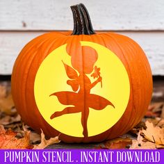 a pumpkin with the silhouette of a cartoon character on it