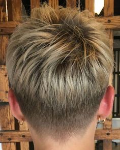 Flat Hair Haircuts, Pixie Cut Hair Color, Fine Flat Hair Haircuts, Short Hair Back View, Short Hair Back, Spiked Hair