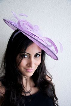 Lavender Purple Fascinator Hat  Wide Slightly by EyeHeartMe, $74.00 Purple Brimmed Fascinator For Party, Fitted Brimmed Fascinator For Royal Ascot, Lavender Fascinator For Kentucky Derby, Brimmed Fitted Fascinator For Races, Fitted Lavender Party Hat, Lavender Fitted Mini Hat For Party, Fitted Lavender Mini Hat For Party, Purple Fitted Fascinator With Short Brim, Brimmed Fascinator For Races