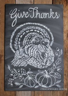 a chalkboard drawing of a turkey