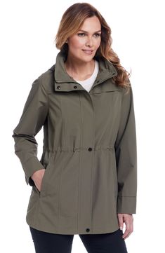 Here's the coat to stash in your suitcase (or simply slip into your everyday, about-town bag) so you never have to worry about unexpected showers. 32" length Stand collar Lined 100% polyester Machine wash, tumble dry Imported Solid Weatherproof Windbreaker For Travel, Travel Weatherproof Windbreaker, Lightweight Outerwear For Travel In Fall, Lightweight Fall Travel Outerwear, Functional Fall Travel Raincoat, Versatile Solid Outerwear For Travel, Casual Raincoat For Travel In Rainy Season, Casual Raincoat For Rainy Season Travel, Waterproof Solid Outerwear For Travel