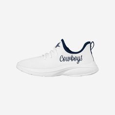 These Dallas Cowboys Women's Midsole White Sneakers will make sure everyone knows that you're the heart and midsole of your fanbase. Features All-over white design so you can rep the team in style Embroidered team logo displays on tongues, in case there were any doubts where your allegiances lie Embroidered script team name displays on sides for a little extra team spirit Adjustable laces for security Closed, round toe design to make sure you're feeling comfortable and looking sleek Textured out Casual White Basketball Shoes Fade-resistant, White Breathable Sneakers For Sports Season, Sports Mid-top Sneakers With Embroidered Logo, Mid-top Sports Sneakers With Embroidered Logo, White Low-top Basketball Shoes For Sports Season, White Synthetic Basketball Shoes For Sports Season, Collegiate White Lace-up Sneakers, White Collegiate Lace-up Sneakers, White Fade-resistant Basketball Shoes For Sports Season