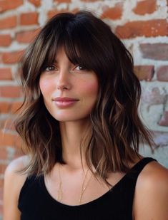 Discover the best shoulder length haircuts with curtain bangs for 2024. From Bardot bangs to soft waves, find inspiration for your next hairstyle with these versatile and stylish ideas. Pin your favorite looks on Pinterest and embrace a fresh, modern haircut that complements your face shape and hair texture. Curtain Bangs Jennifer Lopez, Shoulder Length With Fringe Bangs, Long Bangs Bob Shoulder Length, Shoulder Length Haircut With Fringe, Long Bob Haircuts Curtain Bangs, Medium Length Hair With Curtain Fringe, Bangs For Frizzy Wavy Hair, Medium Hair Fringe Bangs, Shoulder Length Layered Hair With Fringe