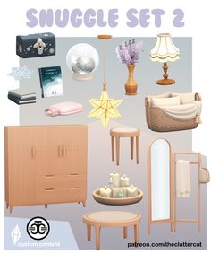 a bunch of furniture and accessories are arranged in the shape of a single set 2