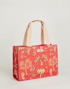 Shopper Tote Lowcountry Fauna Red from Spartina 449 Spartina 449, Cleaning Materials, Low Country, Woven Labels, Shopper Tote, Beach Bum, Handbag Accessories, Tote Handbags, Cotton Linen