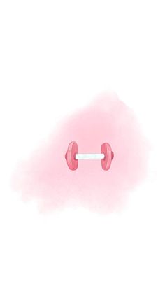 two pink dumbbells on a white background with watercolor paint splashing around them