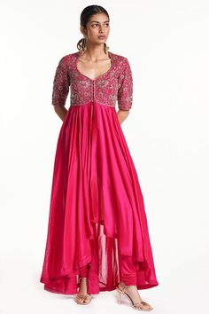 Anarkali Styles, Pink Anarkali Gown, Navy Blue Anarkali, Blouse Designs Aari Work, Casual Blouse Designs, Indian Dress Up, Blue Anarkali, Pink Anarkali, Stylish Kurtis Design