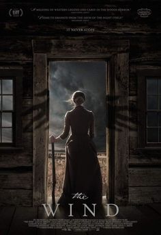 the movie poster for the wind with a woman standing in front of an open door