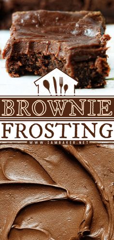 chocolate brownie frosting on top of a white plate