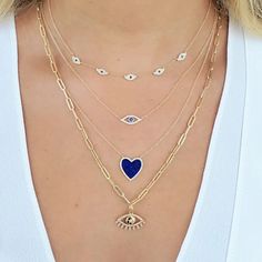 Evil Eye 14K Gold Diamond Pave Necklace Necklace Tattoo, Pave Necklace, Diamond Evil Eye, Detailed Necklace, Magical Jewelry, Opal Bracelet, Evil Eye Necklace, Evil Eye Jewelry, Rose Gold Necklace