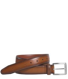 From Johnston & Murphy&#x2C; the Men's Burnished Leather Belt feature:full-grain leatherBurnished with detailed perforationBrushed nickel buckleApprox. 1.63'' belt widthImported. American Icons, Johnston Murphy, Boy Shoes, Dillard's, Mens Belts, Suspenders, Full Grain Leather, Brushed Nickel, Favorite Things Gift