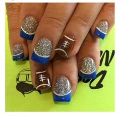 Soccer Nails Design, Dallas Cowboys Nails, Football Nail Designs, Football Nail Art, Cowboy Nails, Sports Nails, Football Nails, Christmas Gel, Fingernail Designs