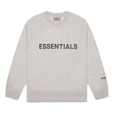 Fear of God Essentials FW20 Crew Neck Sweatshirt 'Oatmeal' 0192250500228260 Cream Logo Print Sweatshirt For Fall, Cream Sweatshirt With Logo Print For Fall, Casual Long Sleeve Oatmeal Sweater, Essential Crew Neck Sweatshirt For Fall, Essential Fall Crew Neck Sweatshirt, Essential Long Sleeve Cotton Sweatshirt, Essential Relaxed Fit Sweatshirt For Fall, Crew Neck Cotton Sweatshirt, Essential Long Sleeve Sweatshirt For Fall