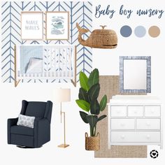 Pottery Barn Nursery Boy, Serena And Lily Nursery, Coastal Nursery Boy, Baby Boy Whale Nursery, Lily Nursery, Baby Boy Nursey, Boys Nautical Bedroom, Nursery Wallpaper Boy, Nautical Baby Room