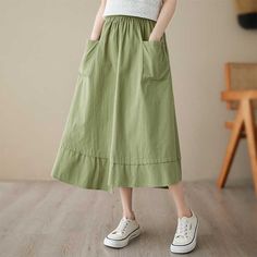 Sku CY-!121695 Material Cotton Style Irregular Feature Splicing Neckline / Occasion Going out , Casual , Vintage Seasons Spring, Summer, Autumn Type Skirt Color Green, Khaki, Black Size M, L, XL, 2XL Size Chart: Please consult the size chart we provide for this item's measurements to help you decide which size to buy. Please note: There may be 1-3cm differ due to manual measurement. CM Bust Shoulder Sleeve Waist Hip Thigh Length One size / / / / / / / S / / / / / / / M / / / 64-98 134 / 74 L / / Japan Clothing, Skirt Collection, Japan Outfit, Cute Lazy Day Outfits, High Waist Skirt, Lazy Day Outfits, Sewing Clothes, Dressed Down, Cotton Style