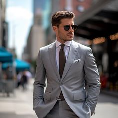 Gray Fashion Men's Suit 2 Piece Set Blazers Pants Classic Business Gentleman Formal Groom Wedding Party on Storenvy Classic Business Suits For Summer, Elegant Suit And Tie Accessories For Groom In Summer, Classic Summer Suits For Semi-formal Occasions, Elegant Summer Suit And Tie Accessories For Groom, Classic Summer Business Suits, Summer Wedding Suits Single Breasted, Summer Groom Suit With Suit Collar, Summer Business Suits With Suit Collar, Classic Summer Sets For Groom