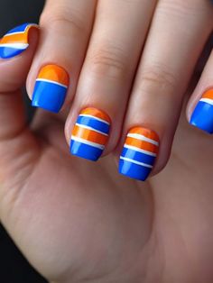 55+ Blue and Orange Nail Designs and Ideas | Sarah Scoop Blue Nail