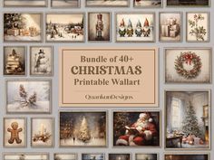 the bundle of christmas printable wallpapers is shown in various sizes and colors